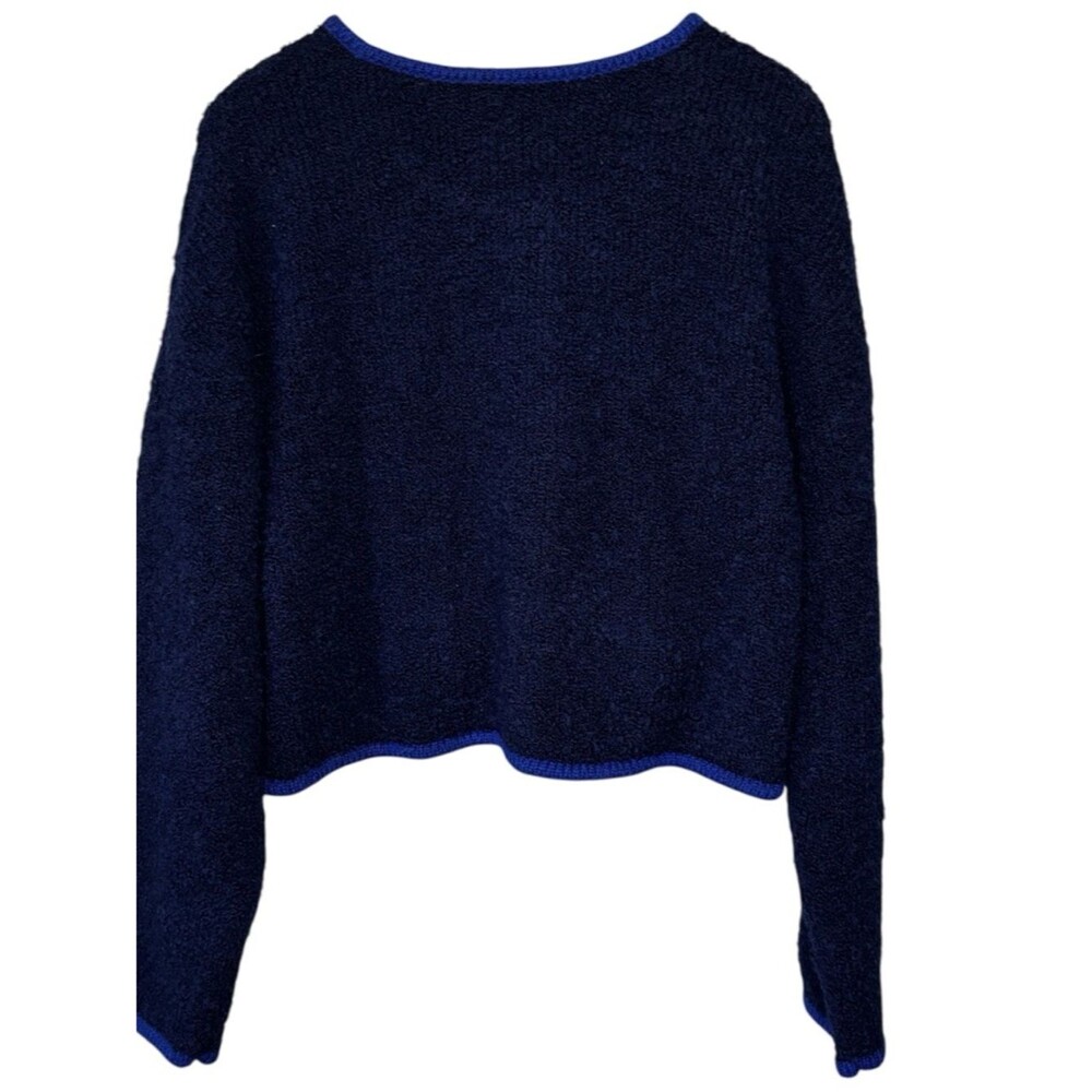 Gap Boucle Cropped wool blend Sweater Jacket in Navy Blue. Women’s Large. - Picture 5 of 6